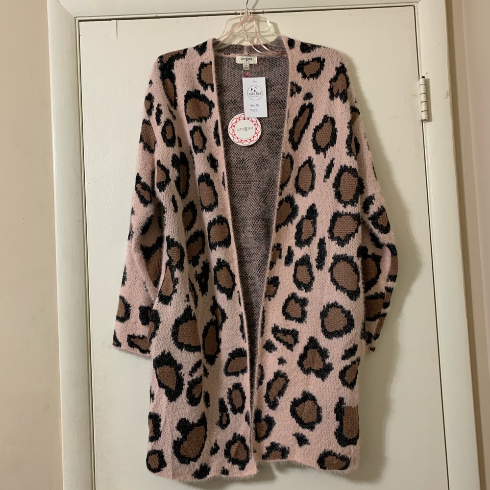 Pink leopard cardigan